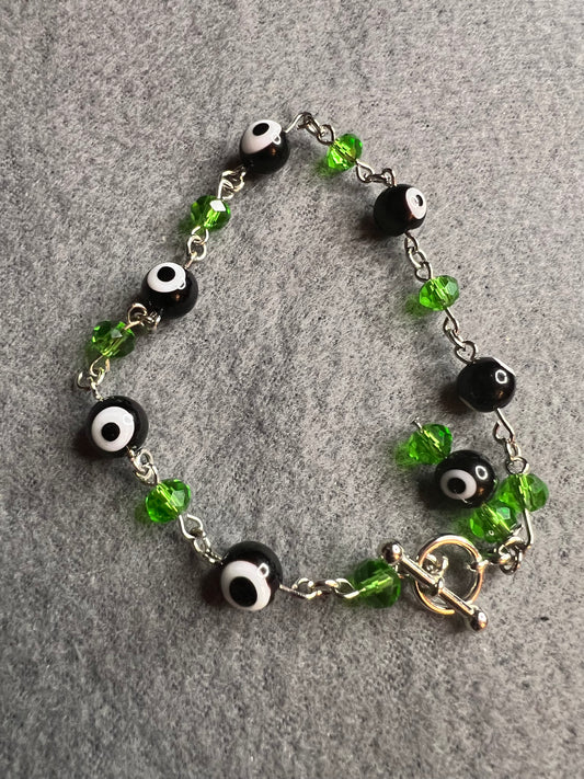 Black/Green Evil Eye Cluster Bracelet