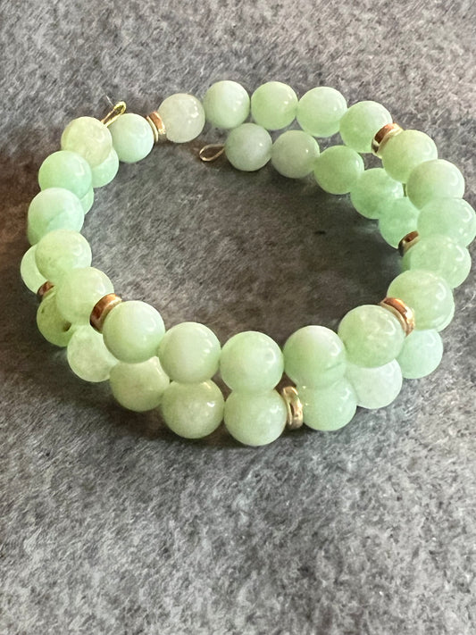 Dyed Mint Quartz Memory Wire Bracelet