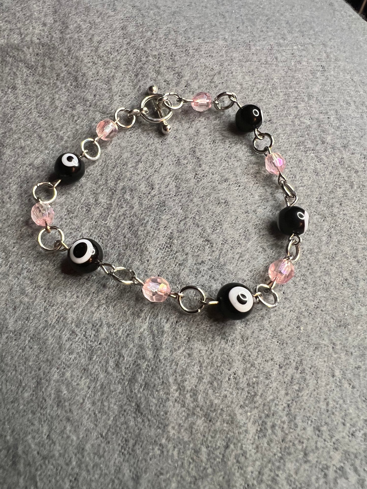 Black/Pink Evil Eye Cluster Bracelet