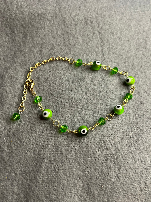 Green Evil Eye Cluster Bracelet