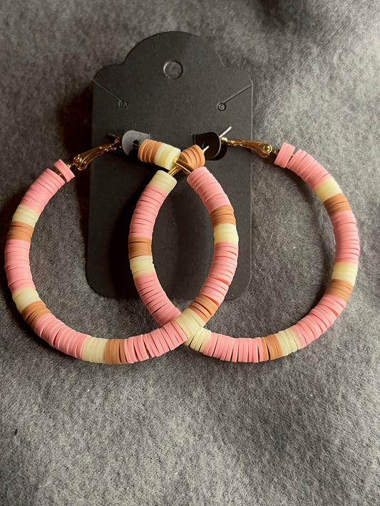 Neapolitan Colored Heishi Hoop Earring