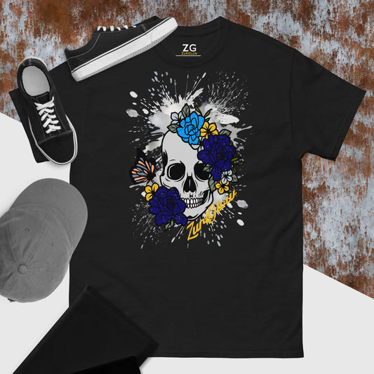 Skull and Blue Rose Unisex classic tee