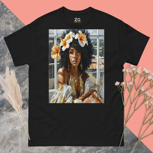 Gold hibiscus girl classic tee